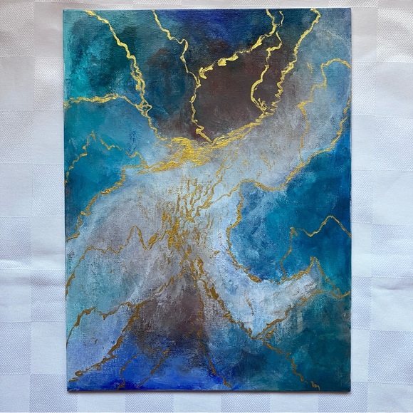 Abstract Angel in Flight Acrylic Spiritual Original Wall Art Painting, 9x12" - Picture 8 of 9